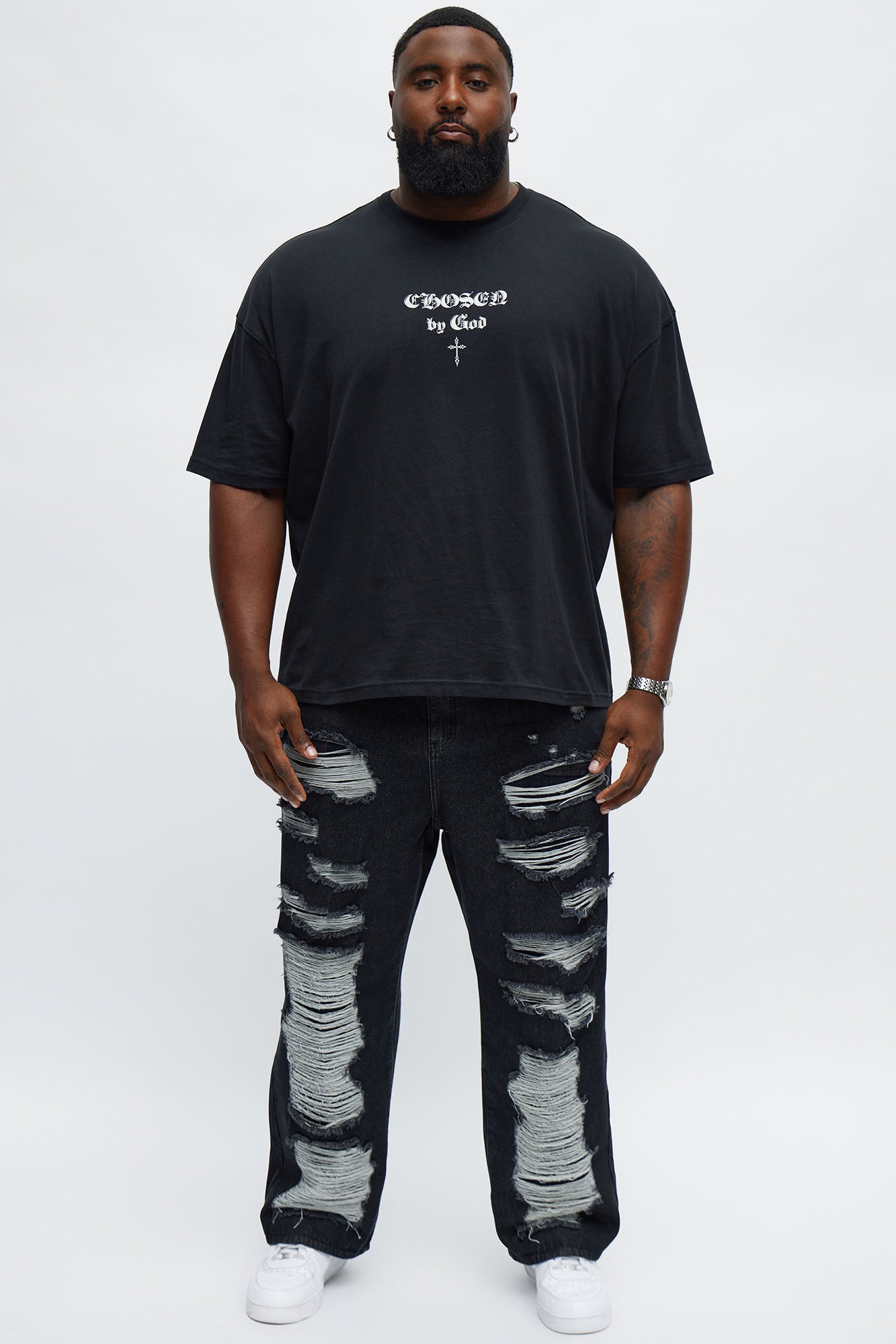 Saved Chosen By God Oversized Short Sleeve Tee - Black