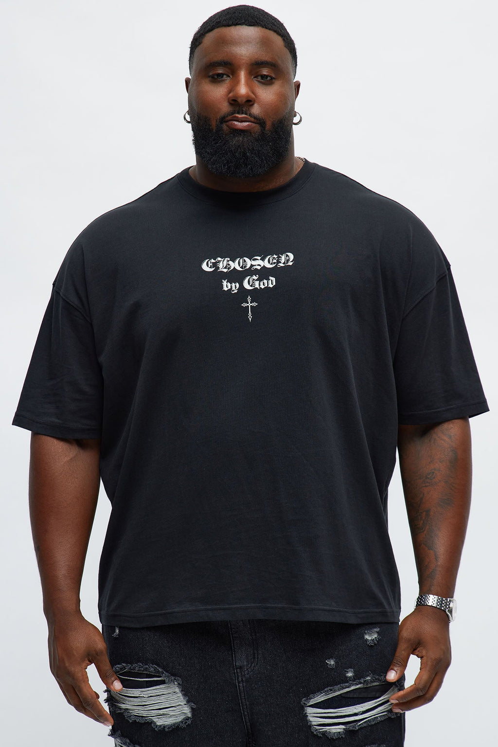 Saved Chosen By God Oversized Short Sleeve Tee - Black