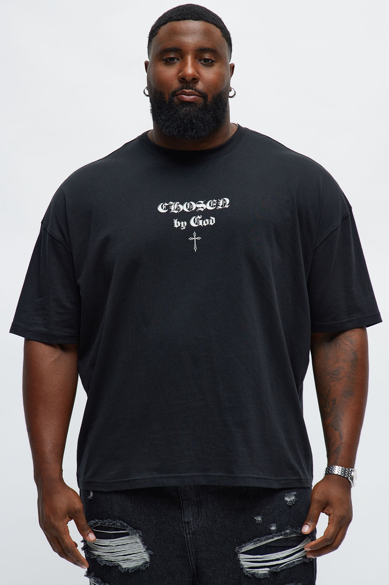 Saved Chosen By God Oversized Short Sleeve Tee - Black