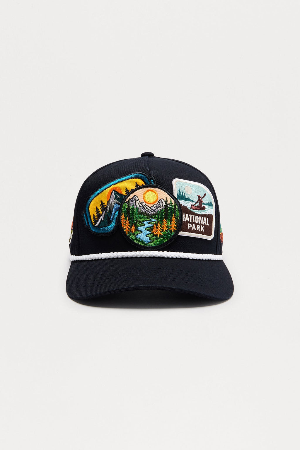 Camp Badge Structured Snapback Hat - Black