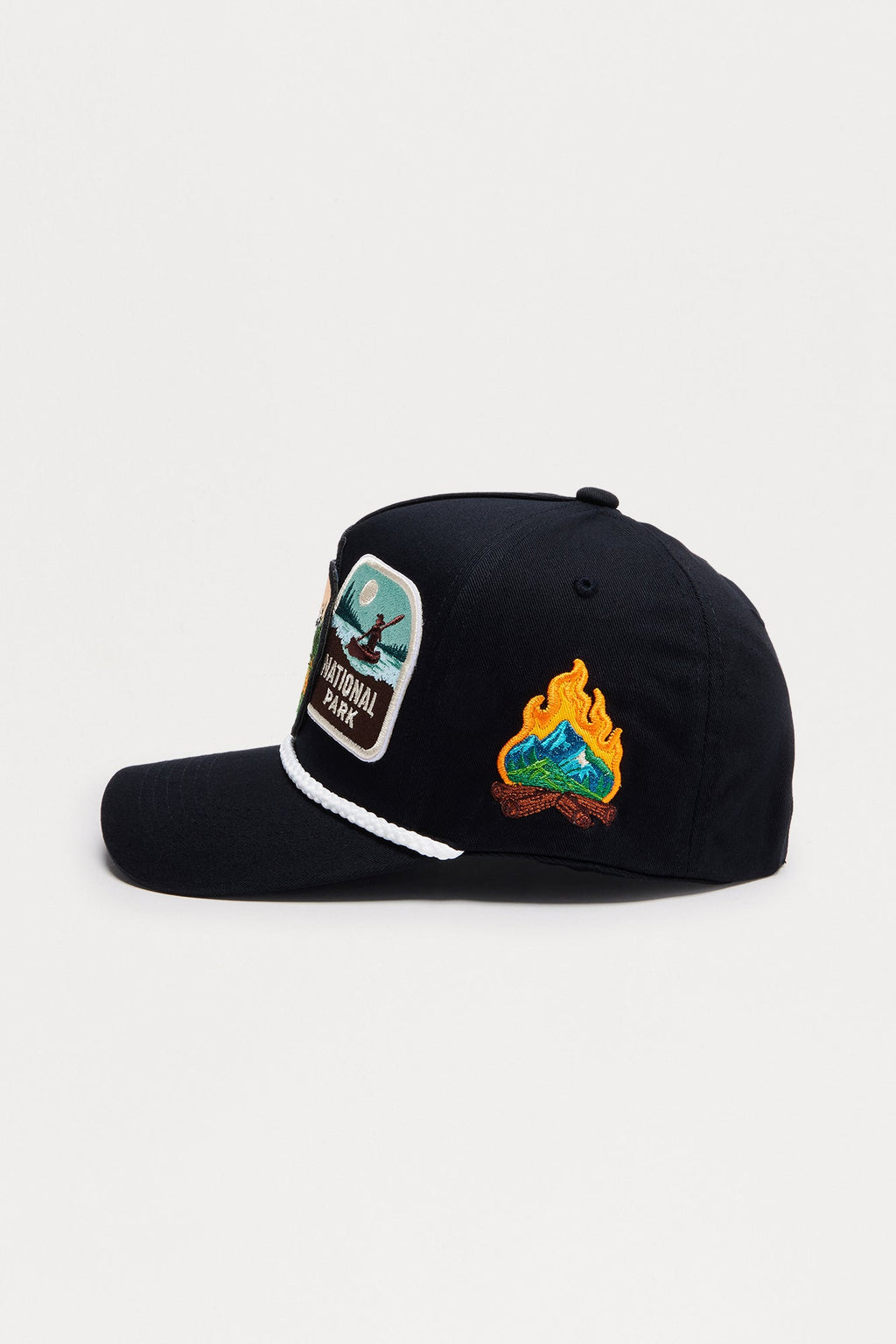 Camp Badge Structured Snapback Hat - Black