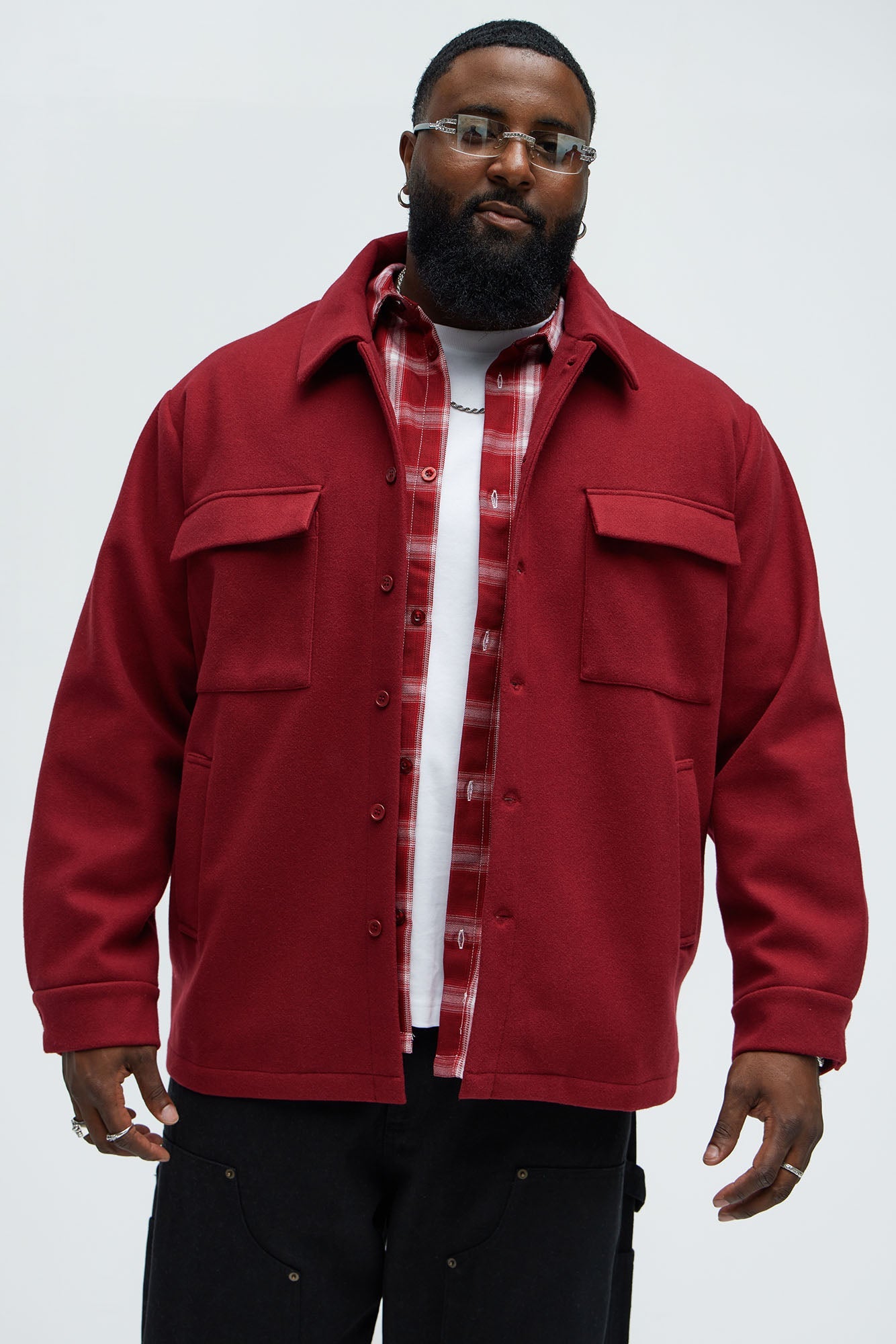 Ballou Pocket Button Up Shirt - Burgundy