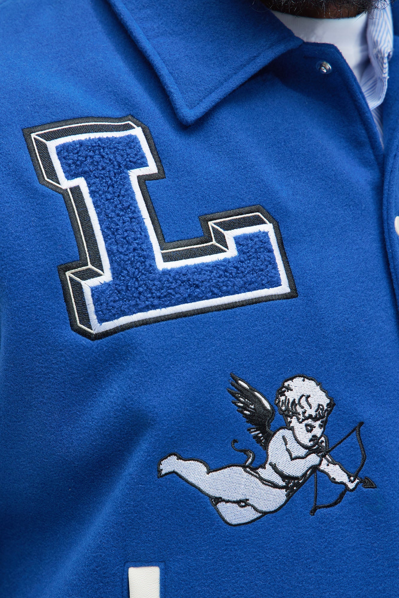 LA Patchwork Varsity Jacket - Royal/combo