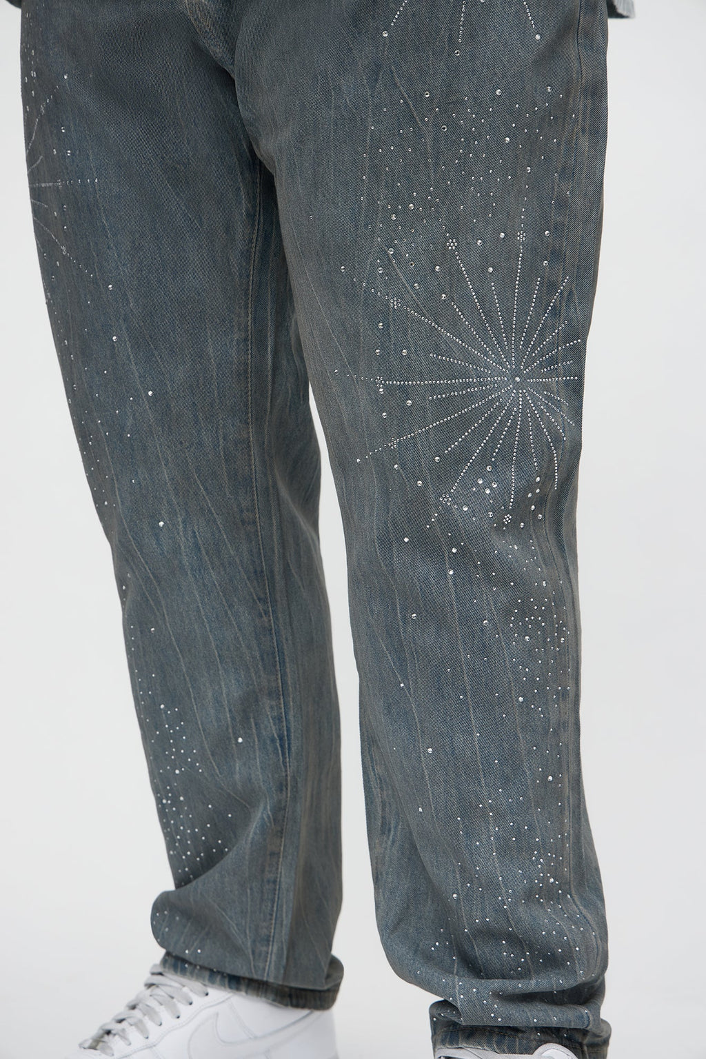 Slim Shining Star Rhinestoned Jean - Vintage Blue Wash
