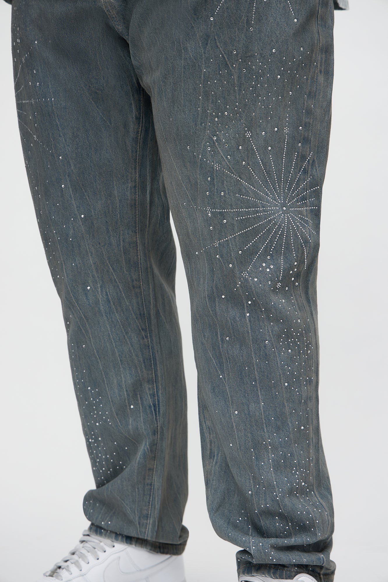Slim Shining Star Rhinestoned Jean - Vintage Blue Wash