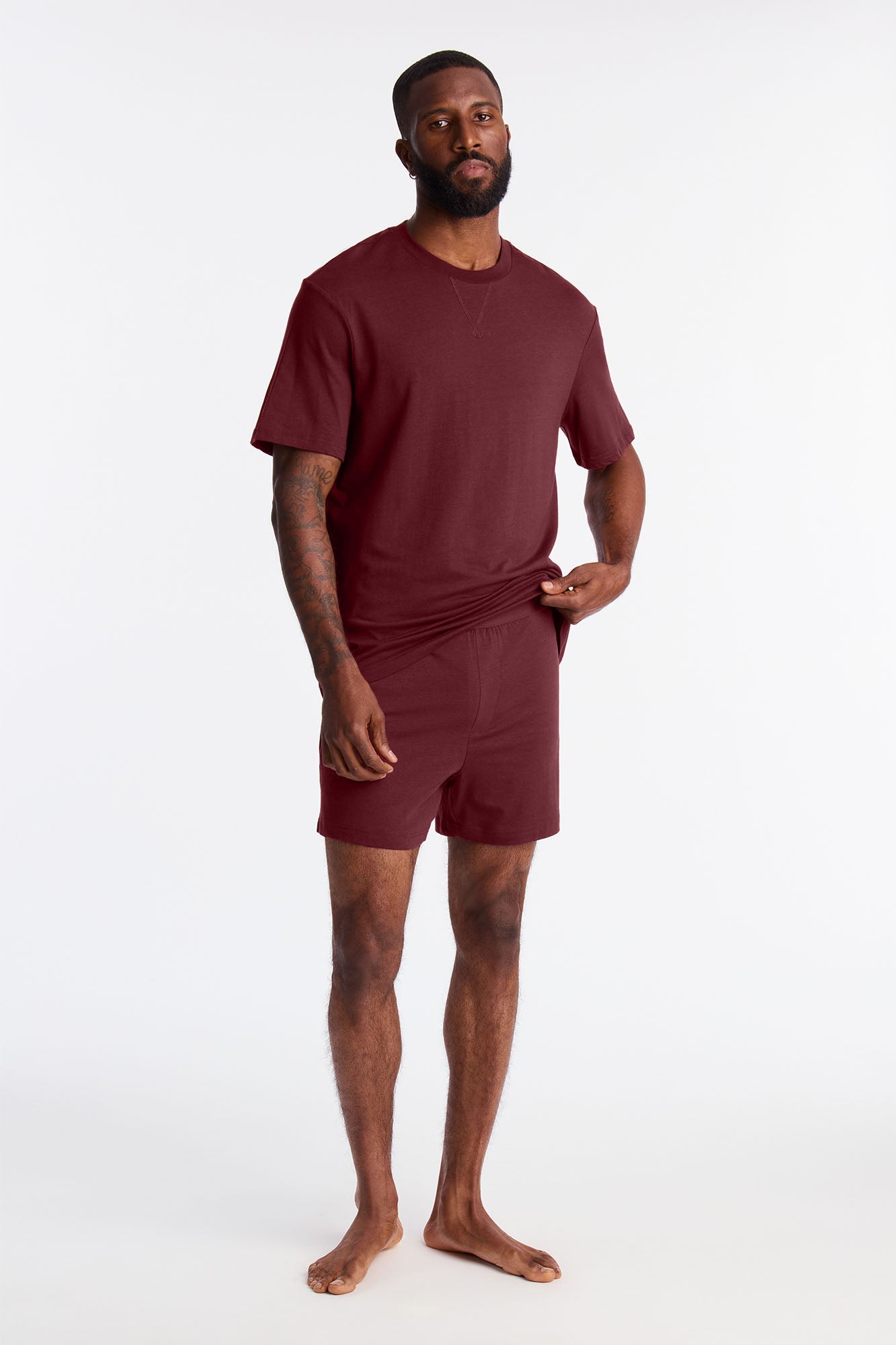 Essential Modal Lounge Short Sleeve Tee - Burgundy