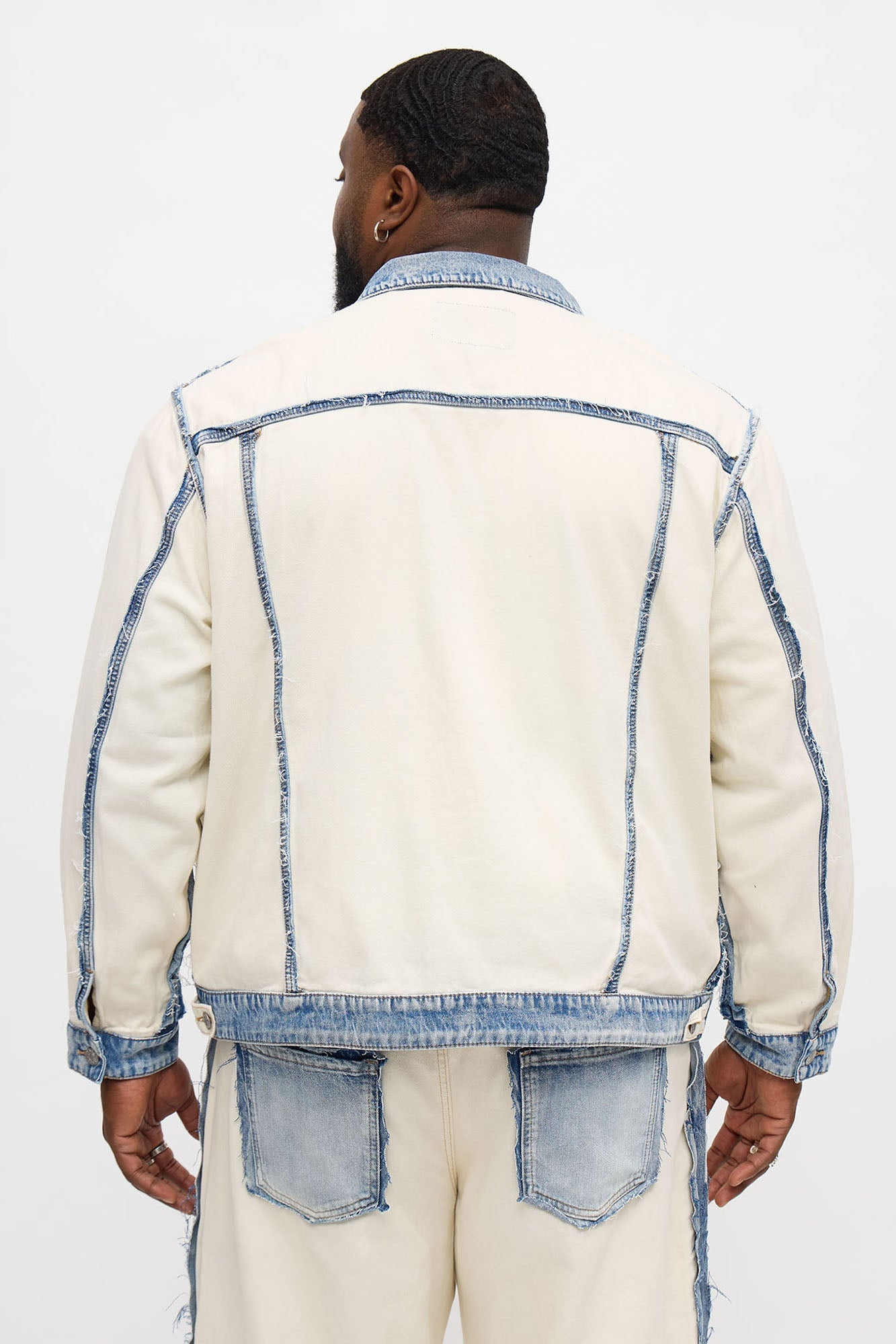 Benji Fray Denim Trucker Jacket - Off White/combo