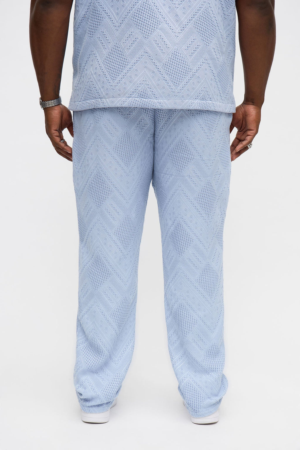 Straight Twist Weave Textured Pant - Light Blue