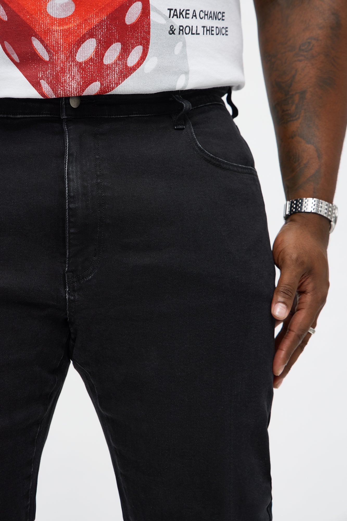 Stacked Slim Flare Tuxedo Jeweled Stripe Slit Jean - Black