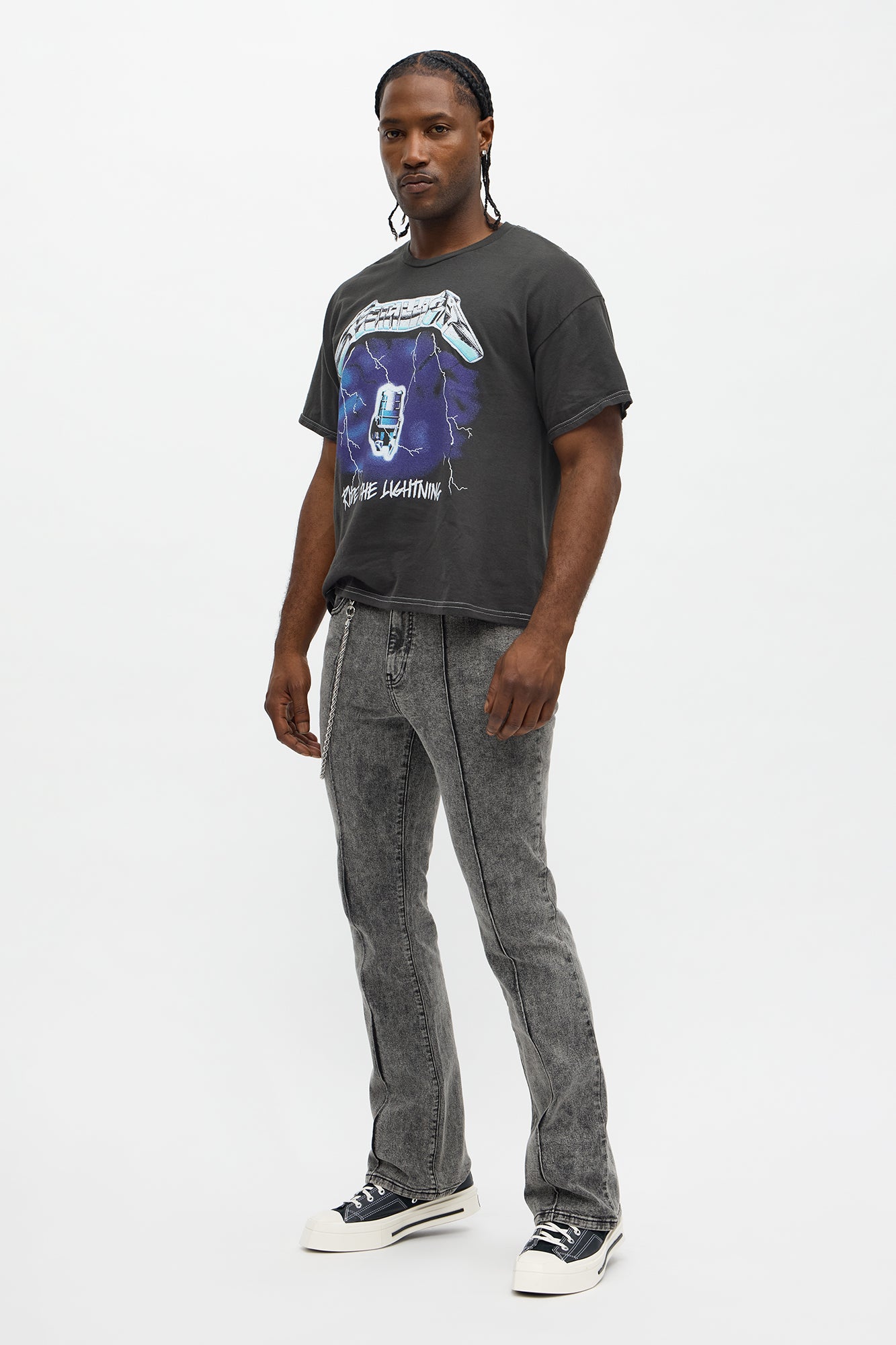 Stacked Skinny Flare Runaway Seam Jean - Black Wash