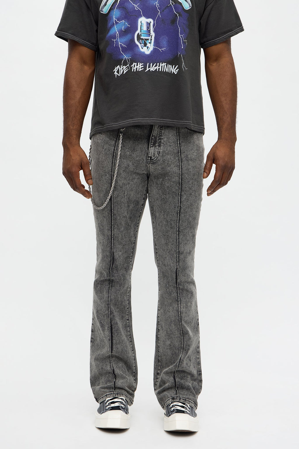 Stacked Skinny Flare Runaway Seam Jean - Black Wash