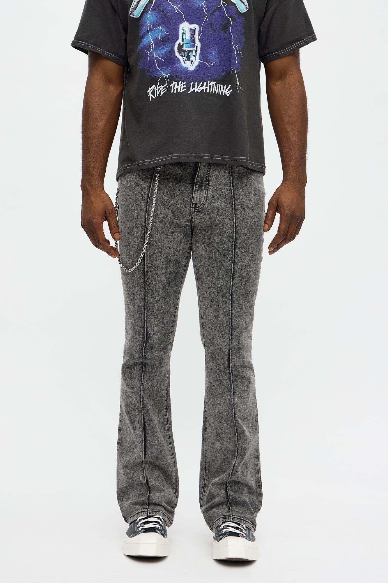 Stacked Skinny Flare Runaway Seam Jean - Black Wash