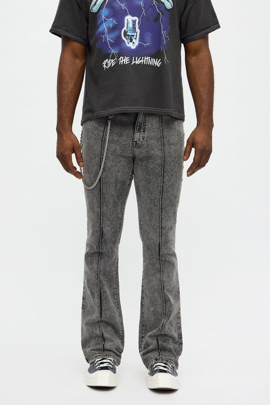 Stacked Skinny Flare Runaway Seam Jean - Black Wash