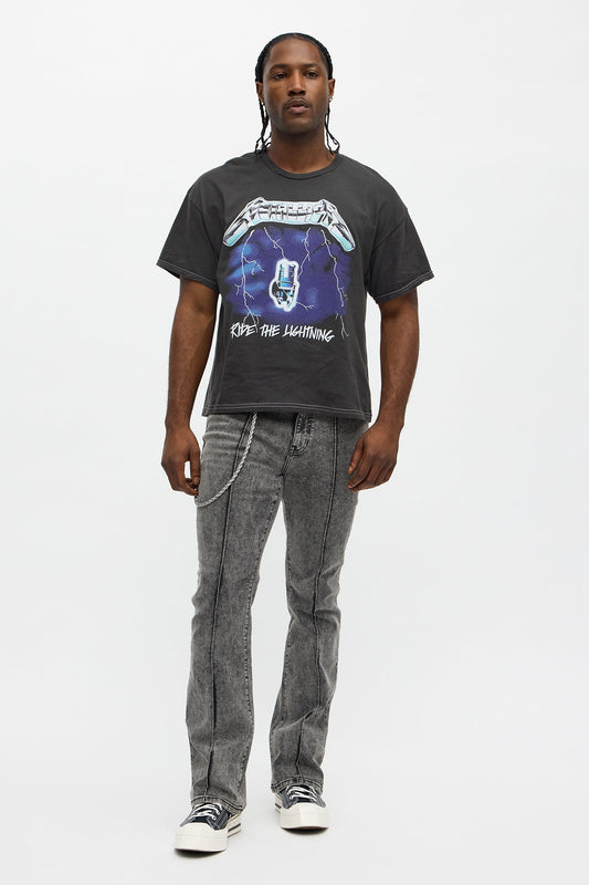 Metallica Ride The Lightning Boxy Short Sleeve Tee - Black