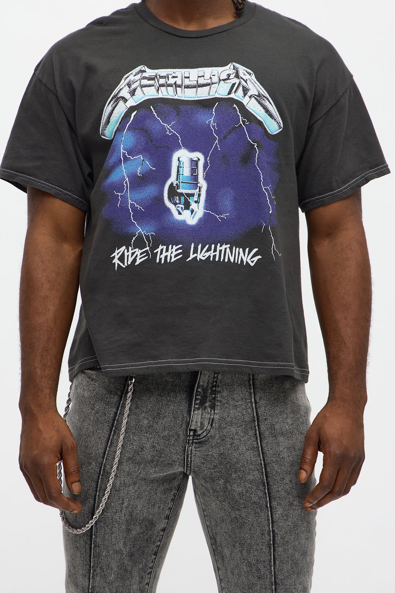 Metallica Ride The Lightning Boxy Short Sleeve Tee - Black
