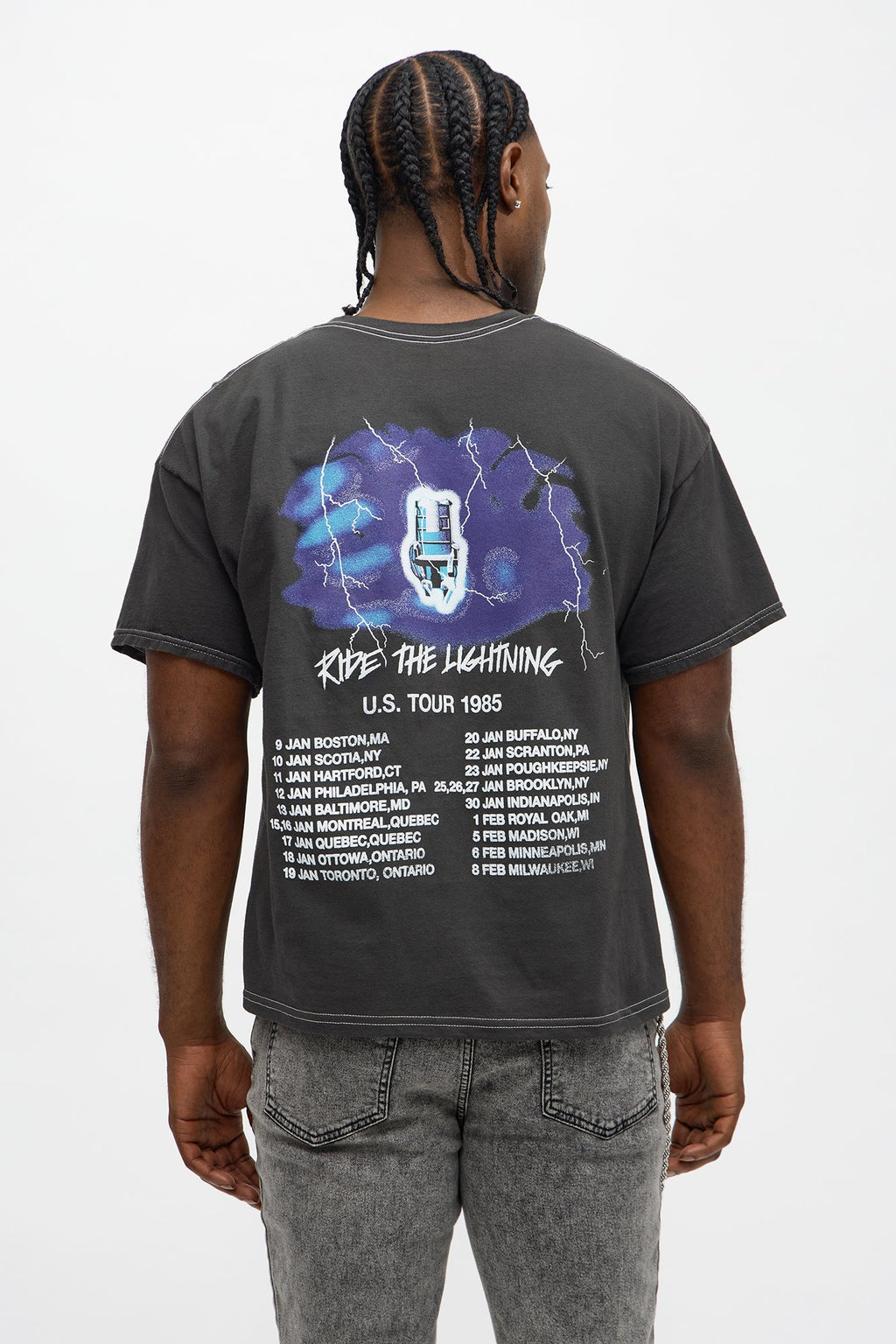Metallica Ride The Lightning Boxy Short Sleeve Tee - Black