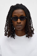 Abstract Detail Round Frame Sunglasses - Black