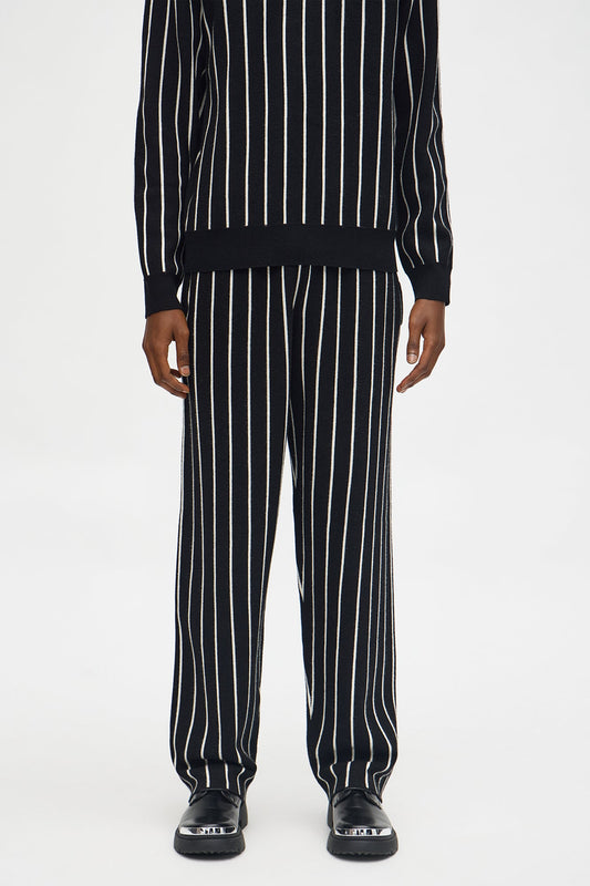 Straight Pinstripe Posh Sweater Knit Pant - Black/combo