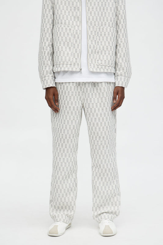 Slim Slit Flare Checker Pant - Cream