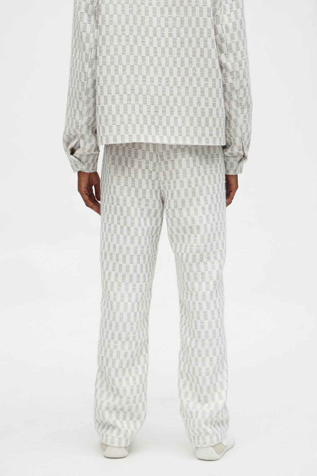 Slim Slit Flare Checker Pant - Cream