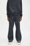 Acid Wash Heavyweight Slim Flare Sweatpants - Black