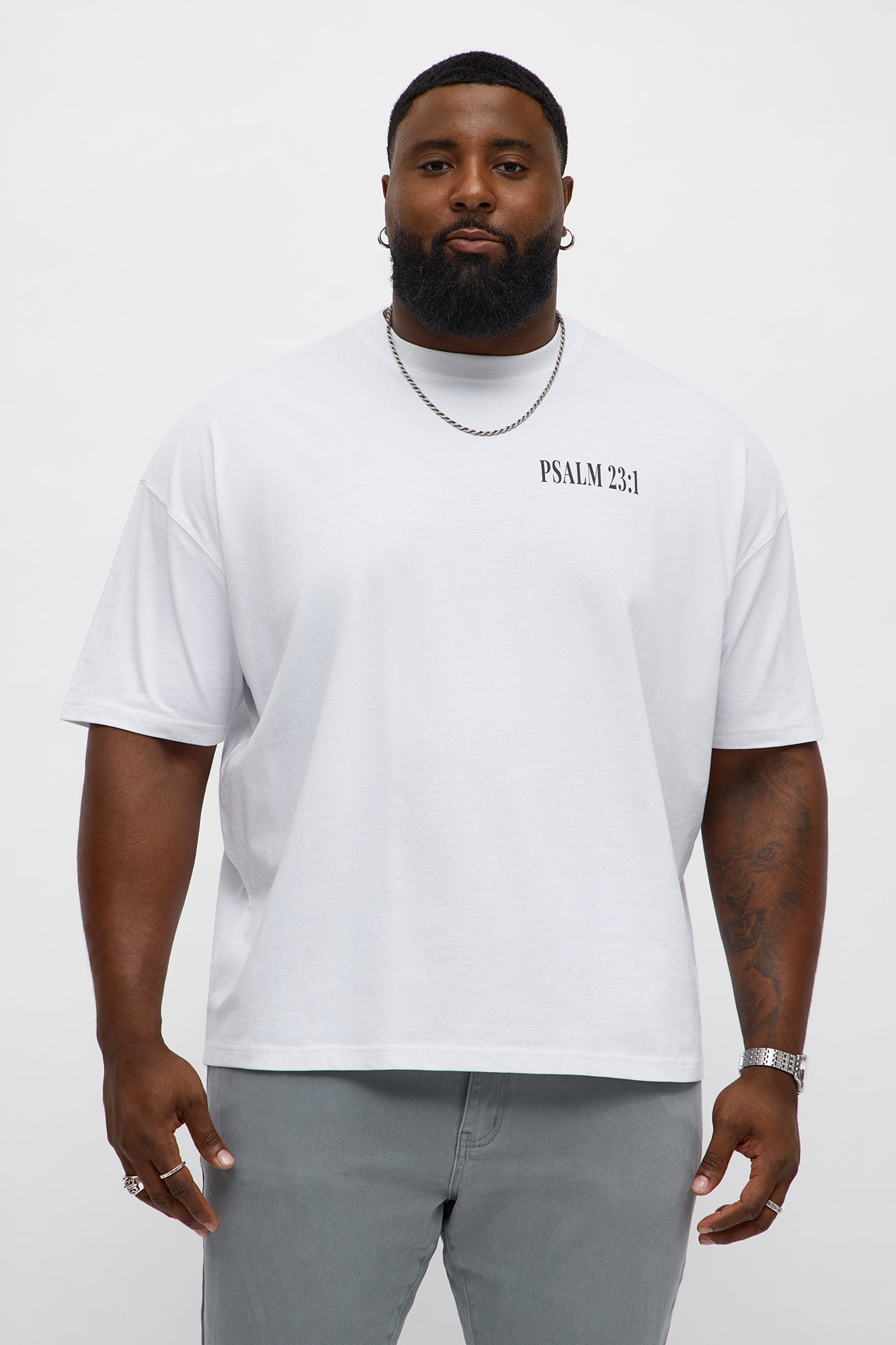 Psalms 23 Verse 1 Oversized Short Sleeve Tee - White