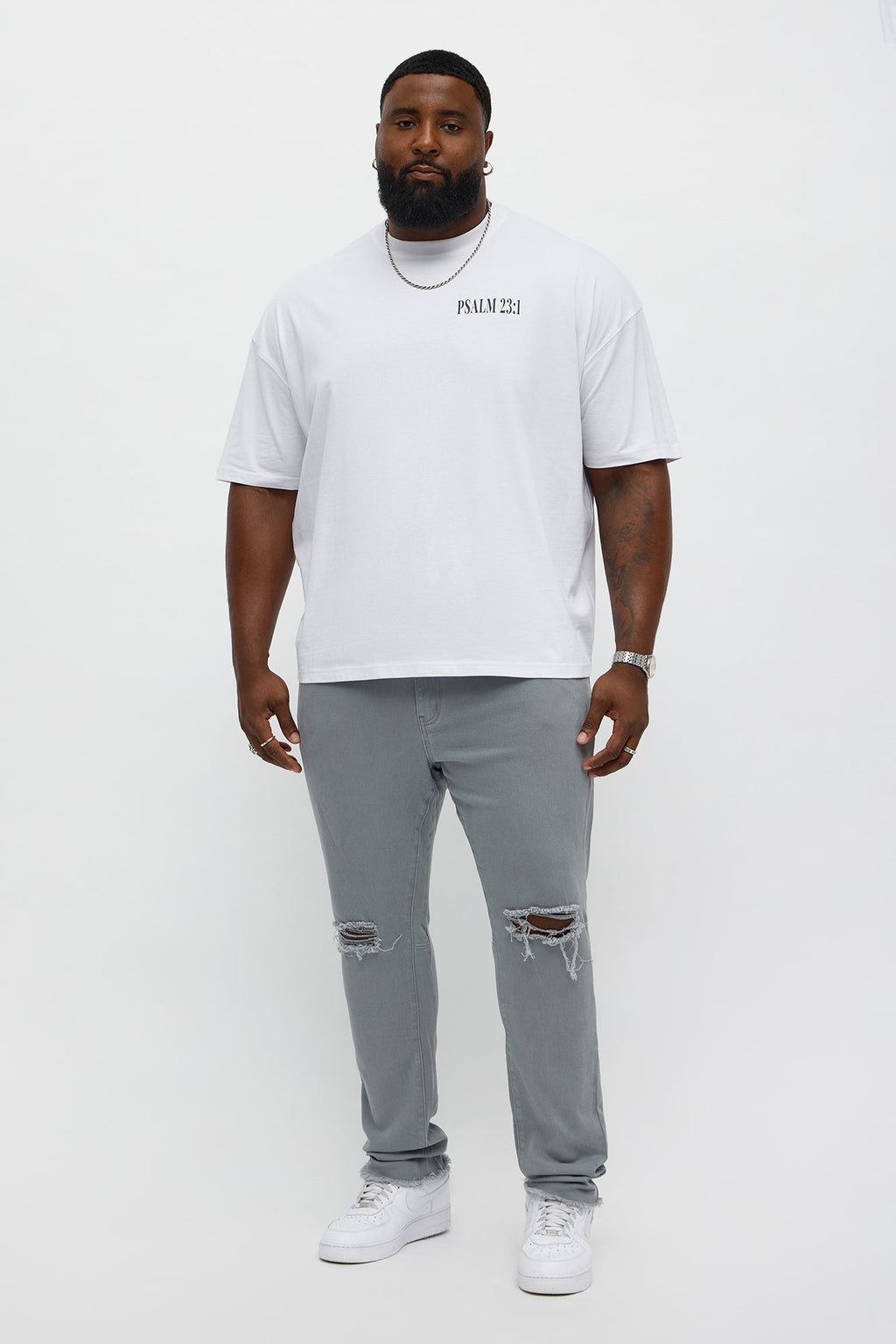Psalms 23 Verse 1 Oversized Short Sleeve Tee - White