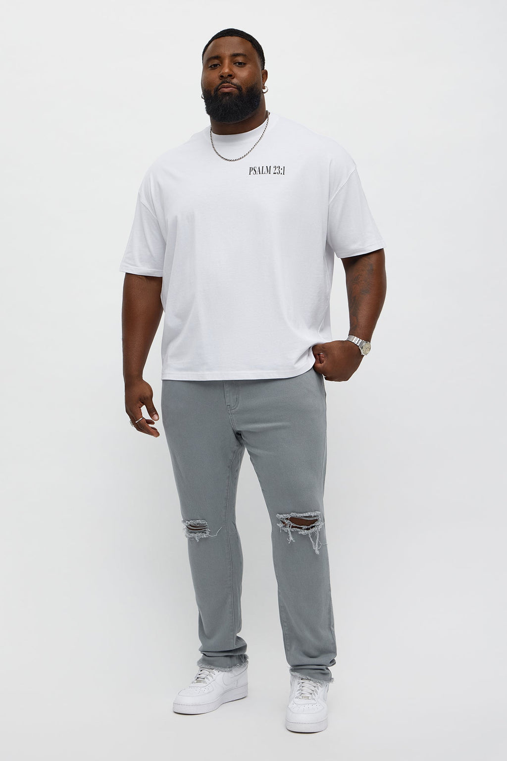 Stacked Skinny Staying Busy Distressed Pant - Grey