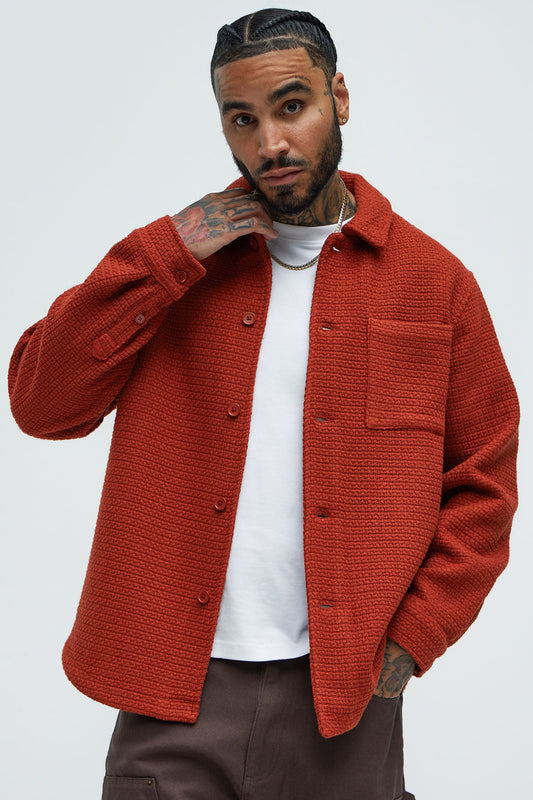 Linden Textured Button Up Shirt - Rust