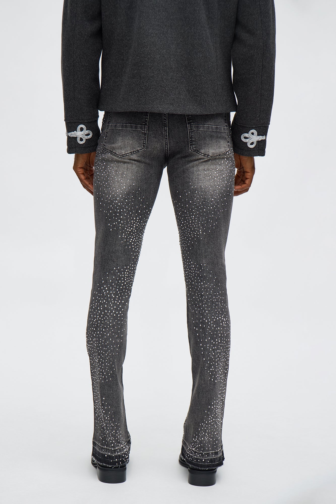 Stacked Skinny Flare Got That Razz Jewel Jean - Black Wash