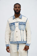 Benji Fray Denim Trucker Jacket - Off White/combo