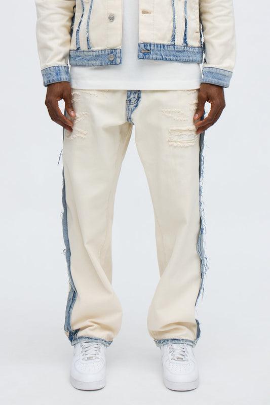 Relaxed Straight Benji Frayed Jean - Off White/combo
