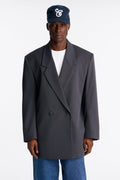 Oversized Quiet Authority Double Breasted Blazer - Charcoal