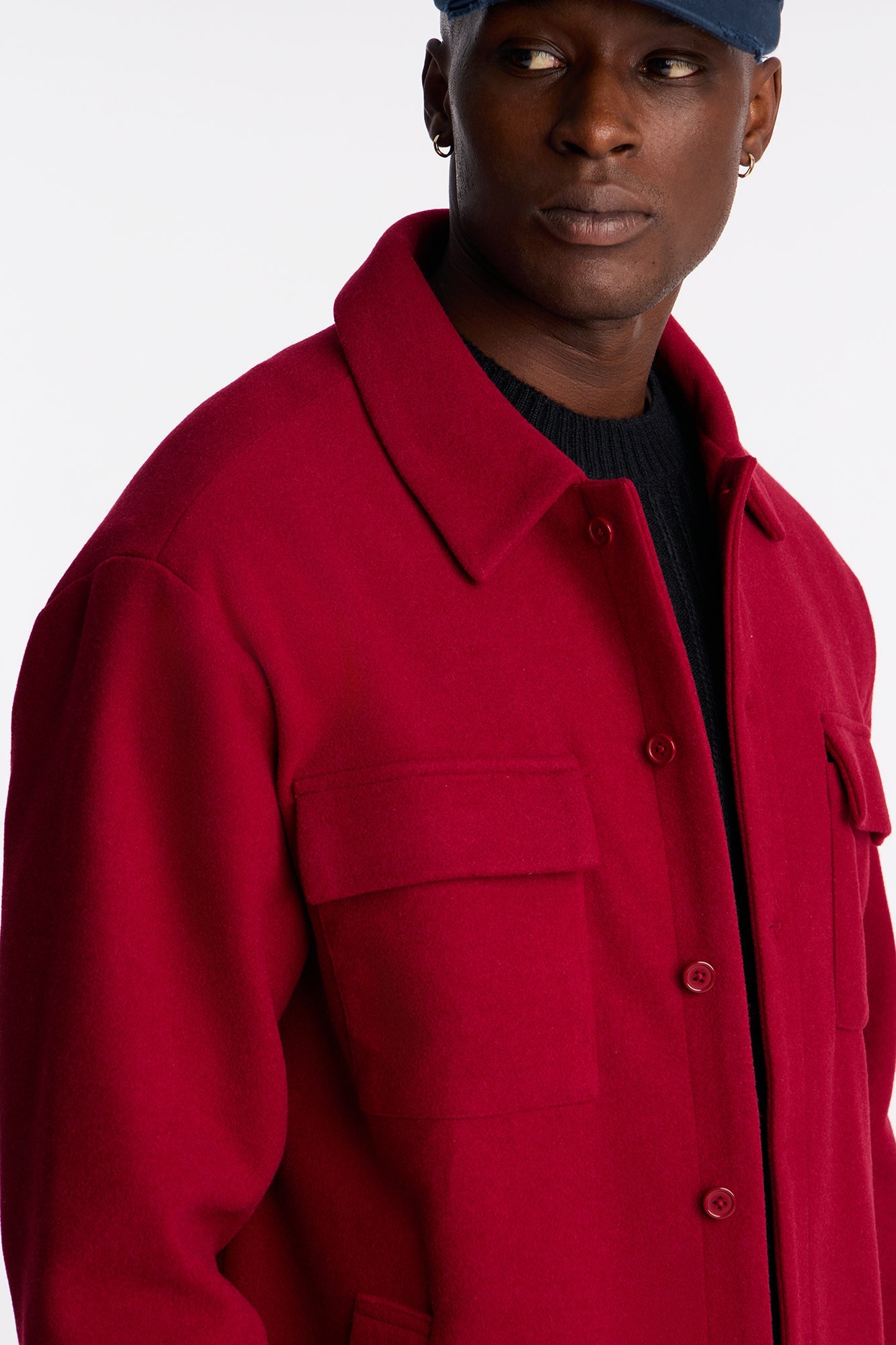 Ballou Pocket Button Up Shirt - Burgundy