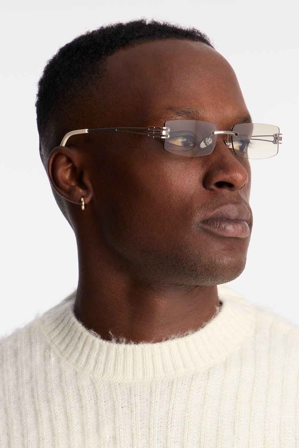 Sleek Frameless Metal Sunglasses - White