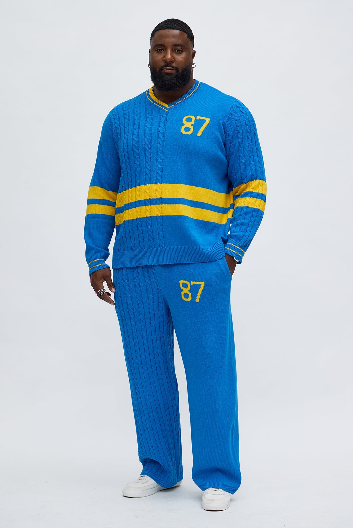 Preppy Life Sweater Knit Pant - Blue/combo