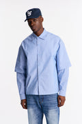 Twofold Sleeve Button Up Shirt - Blue/combo
