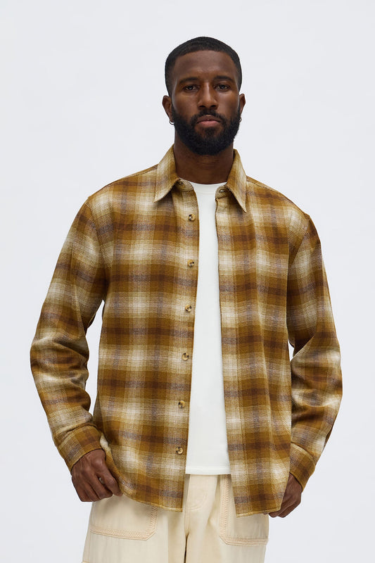 Relaxed Denali Plaid Button Up Shirt - Brown