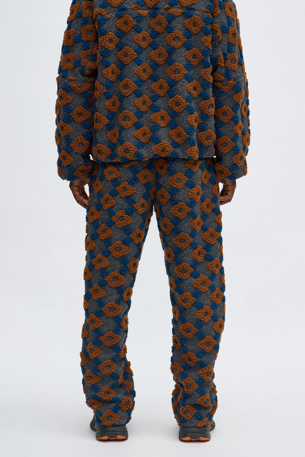 Straight Floral Sherpa Pant - Grey