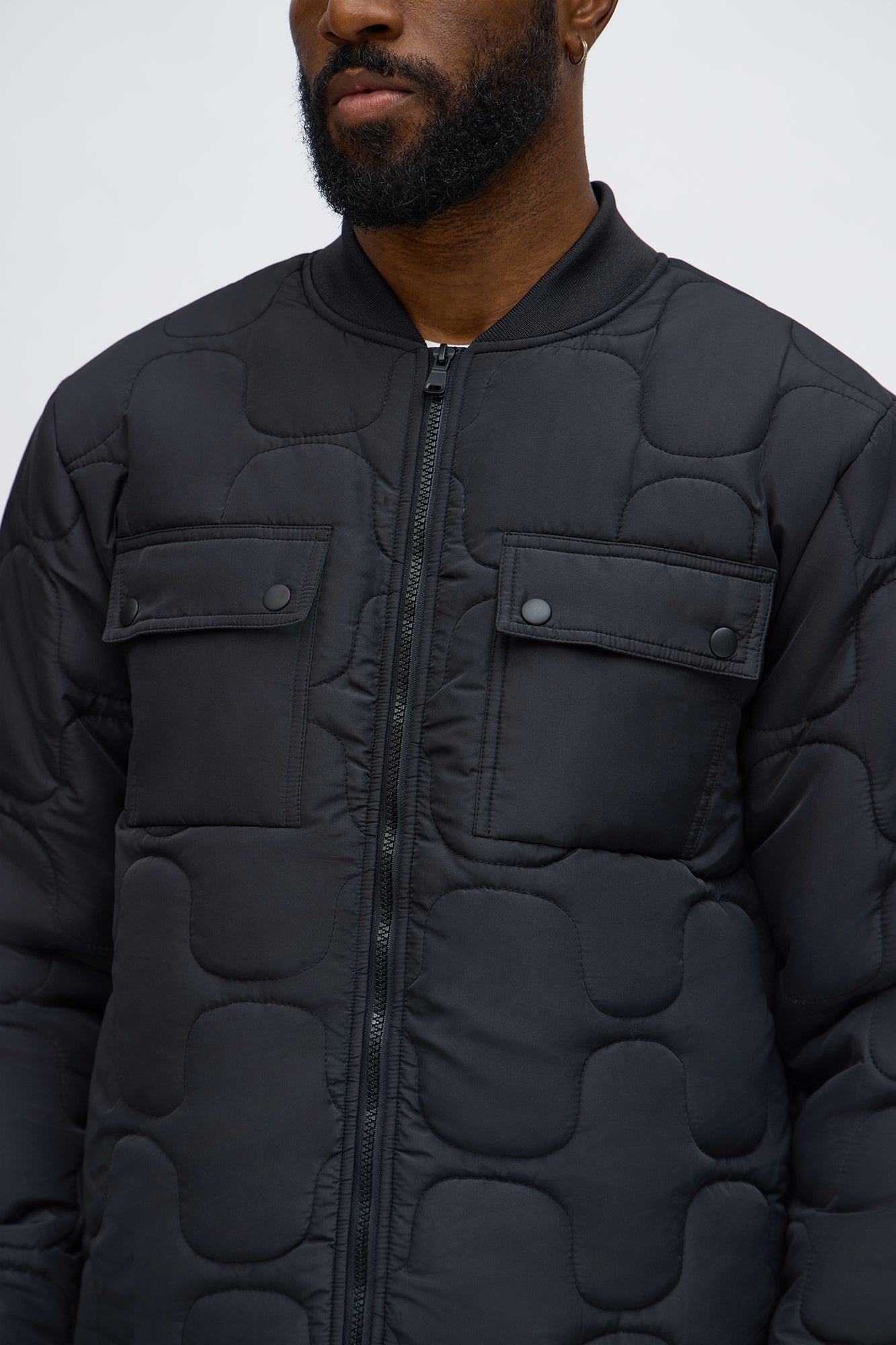 Geo Quilted Jacket - Black