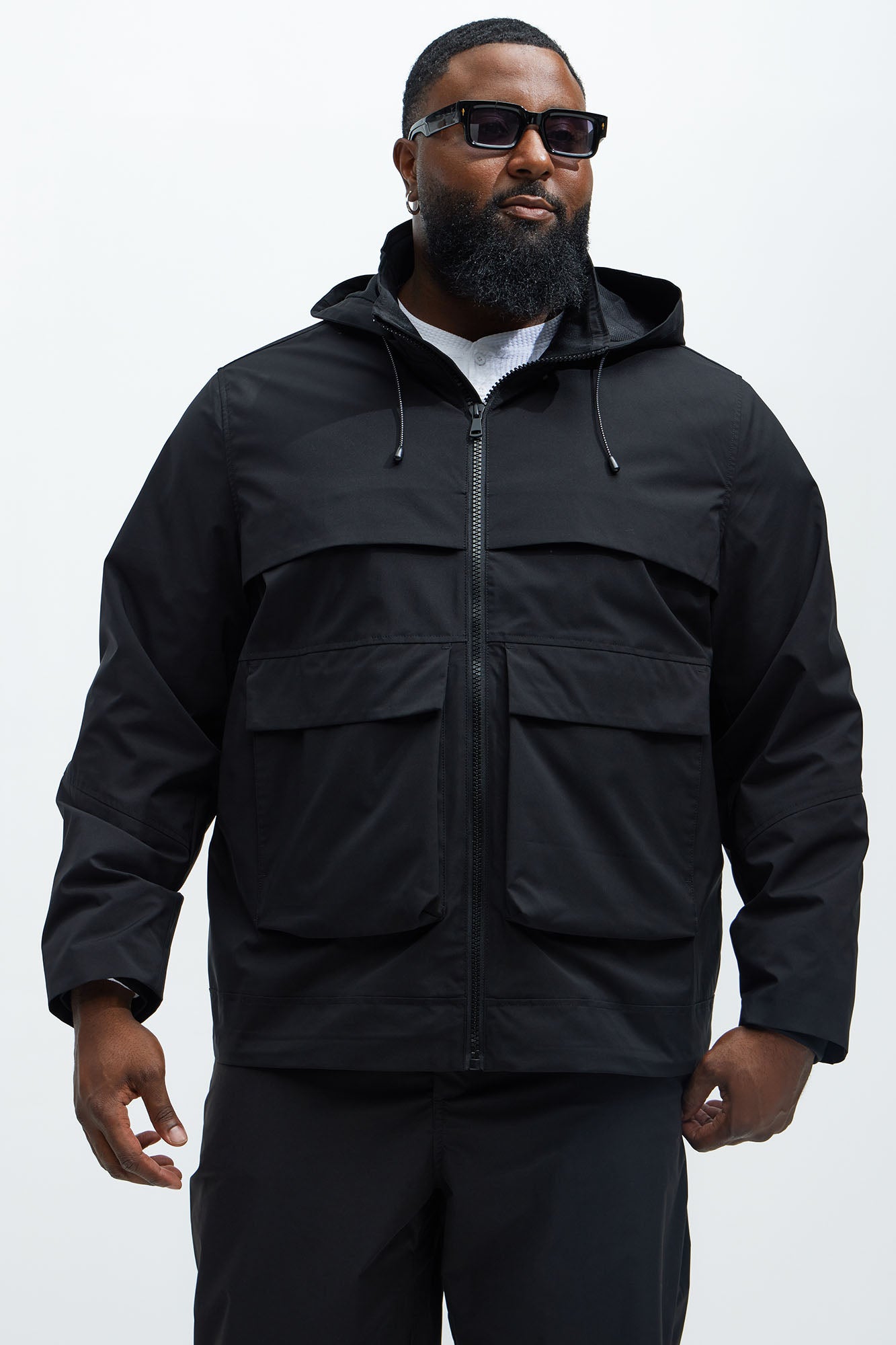 Every Move Hooded Cargo Pocket Jacket - Black