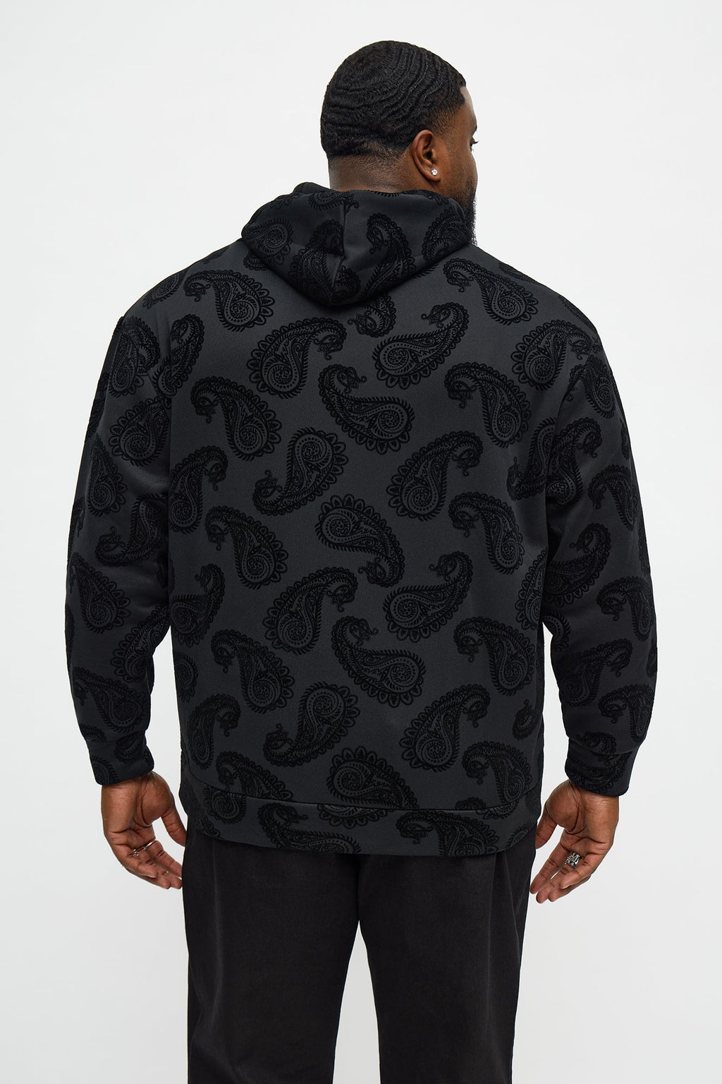 Paisley Flock Hoodie - Black