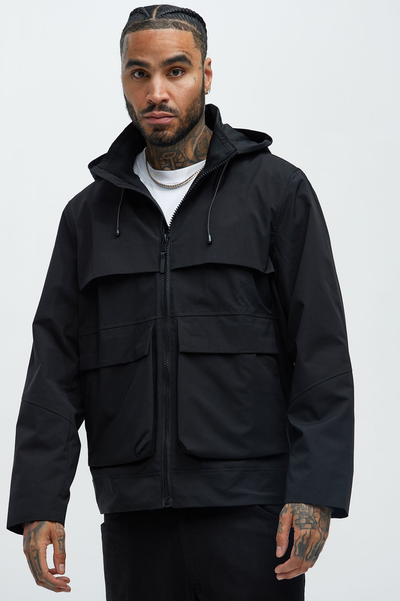 Every Move Hooded Cargo Pocket Jacket - Black