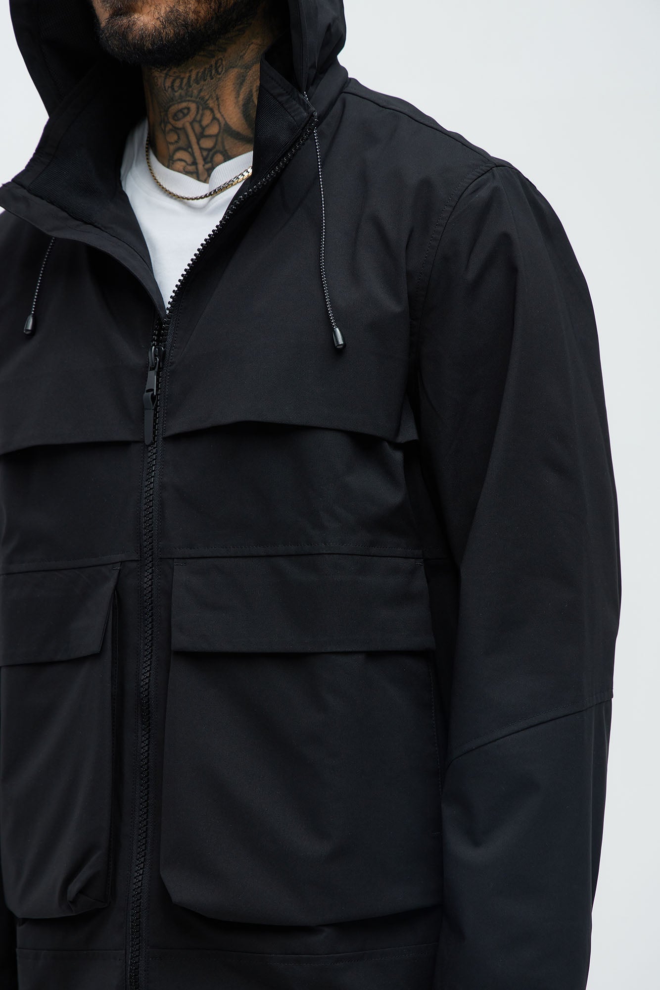 Every Move Hooded Cargo Pocket Jacket - Black