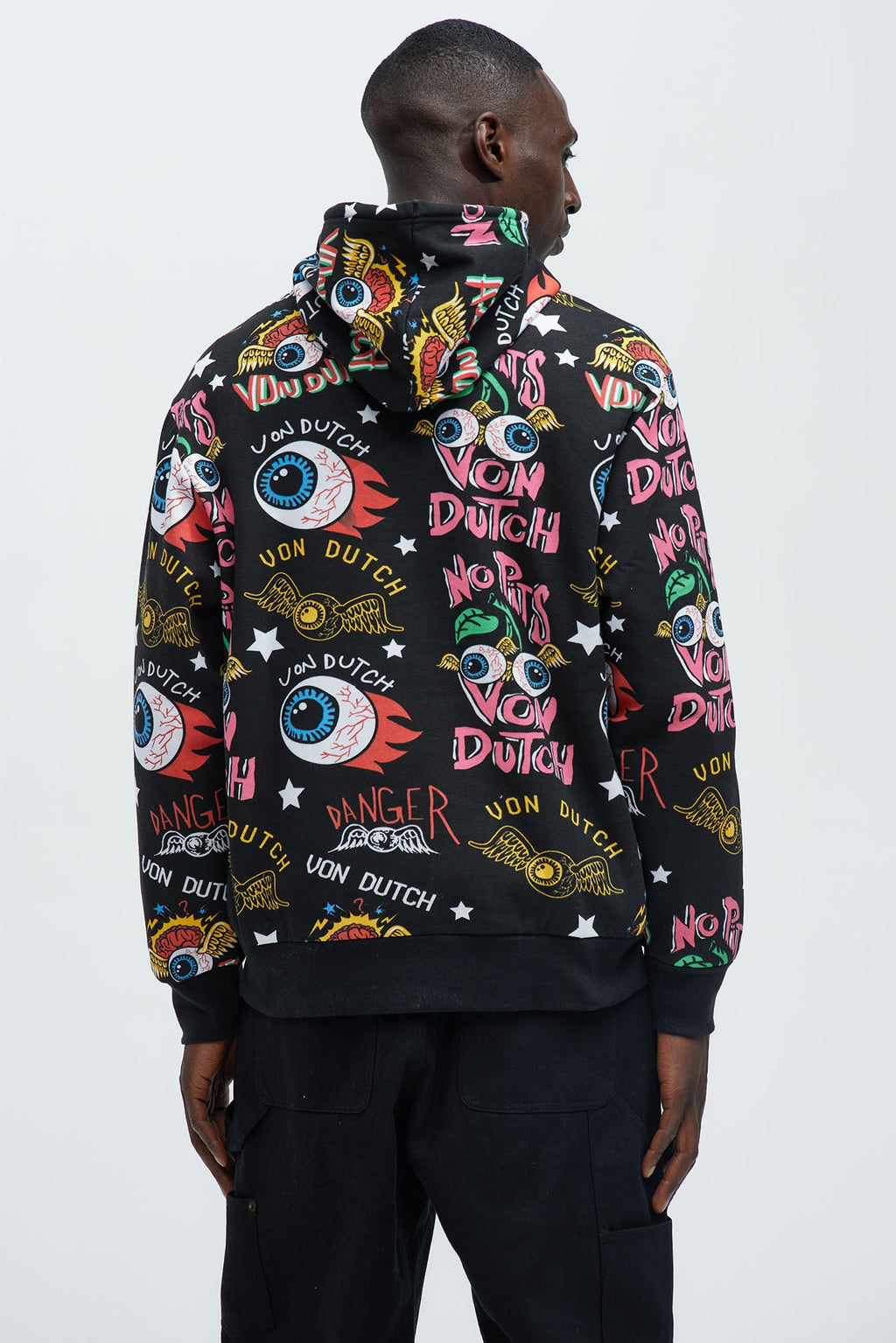 Von Dutch All Over Print Hoodie - Black