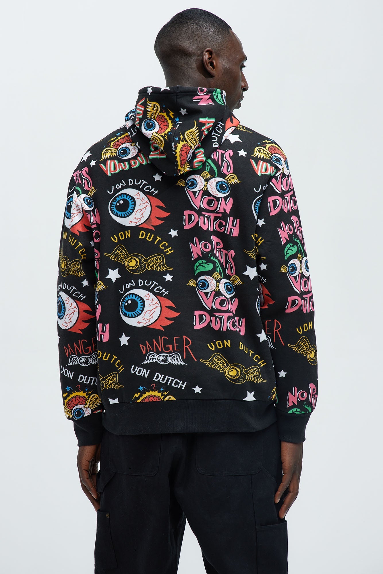 Von Dutch All Over Print Hoodie - Black