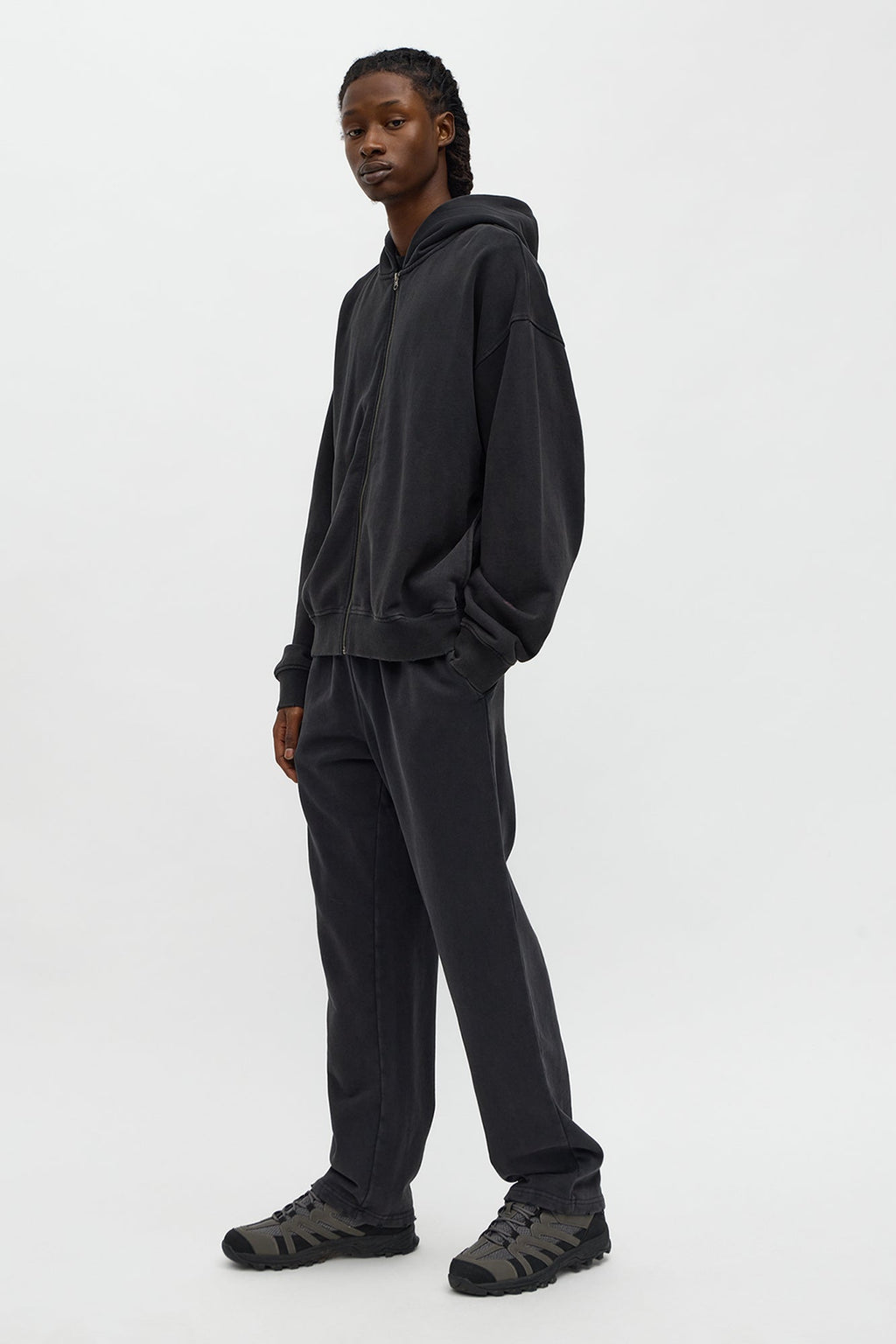 Heavyweight Vintage Washed French Terry Sweatpants - Black Wash