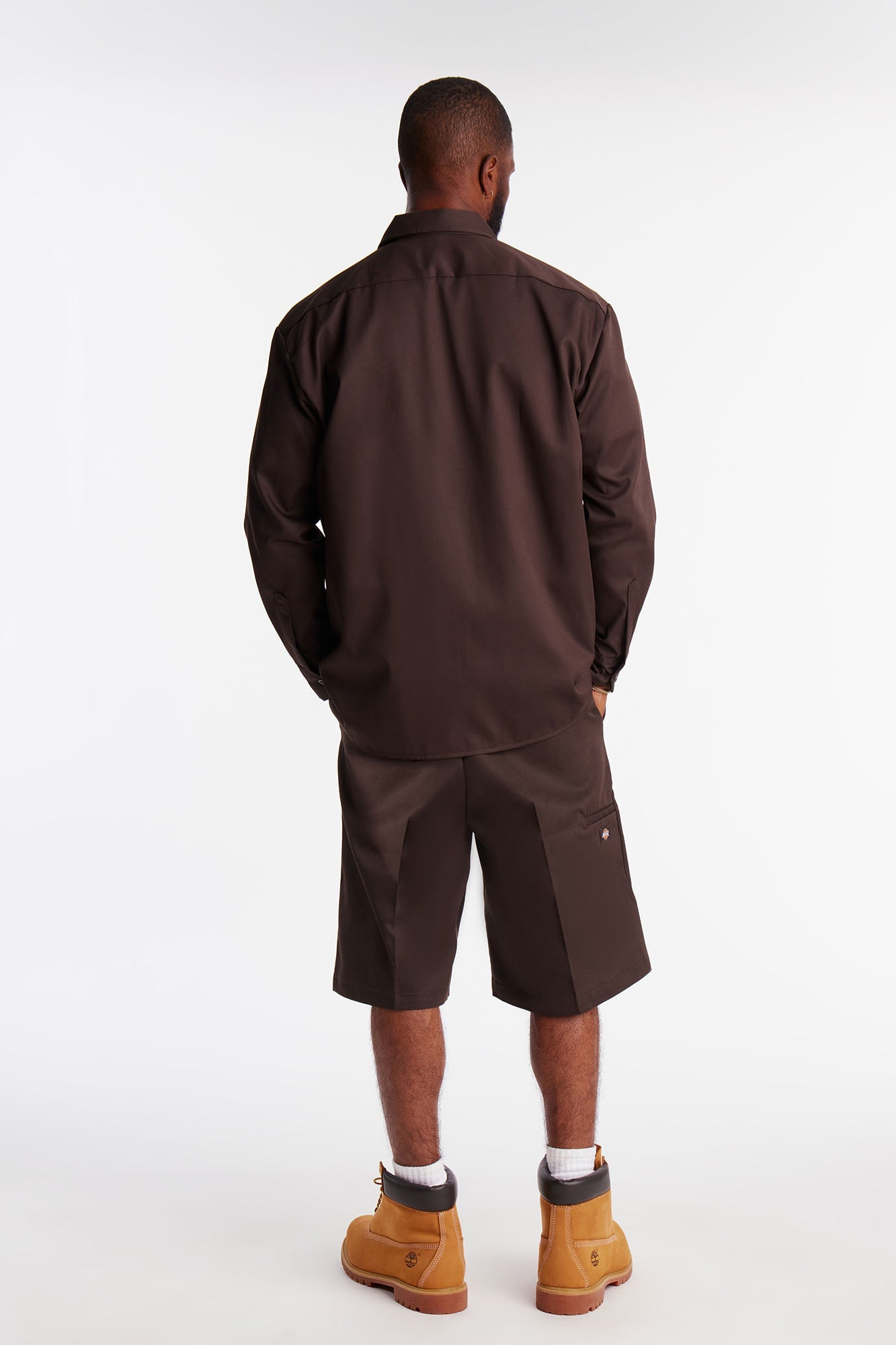 Dickies Twill Long Sleeve Work Shirt - Dark Brown