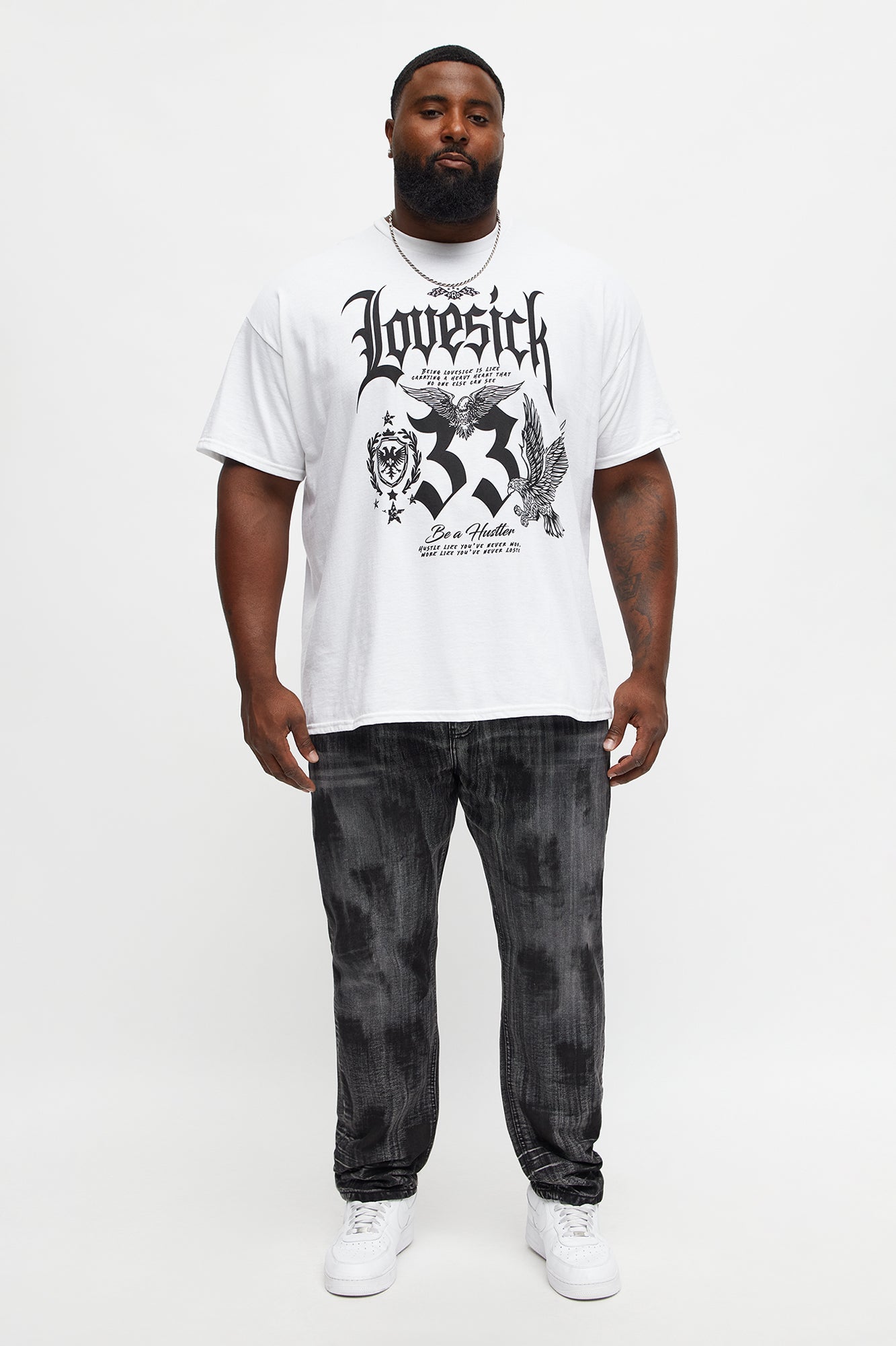 Lovesick Hustler Oversized Short Sleeve Tee - White