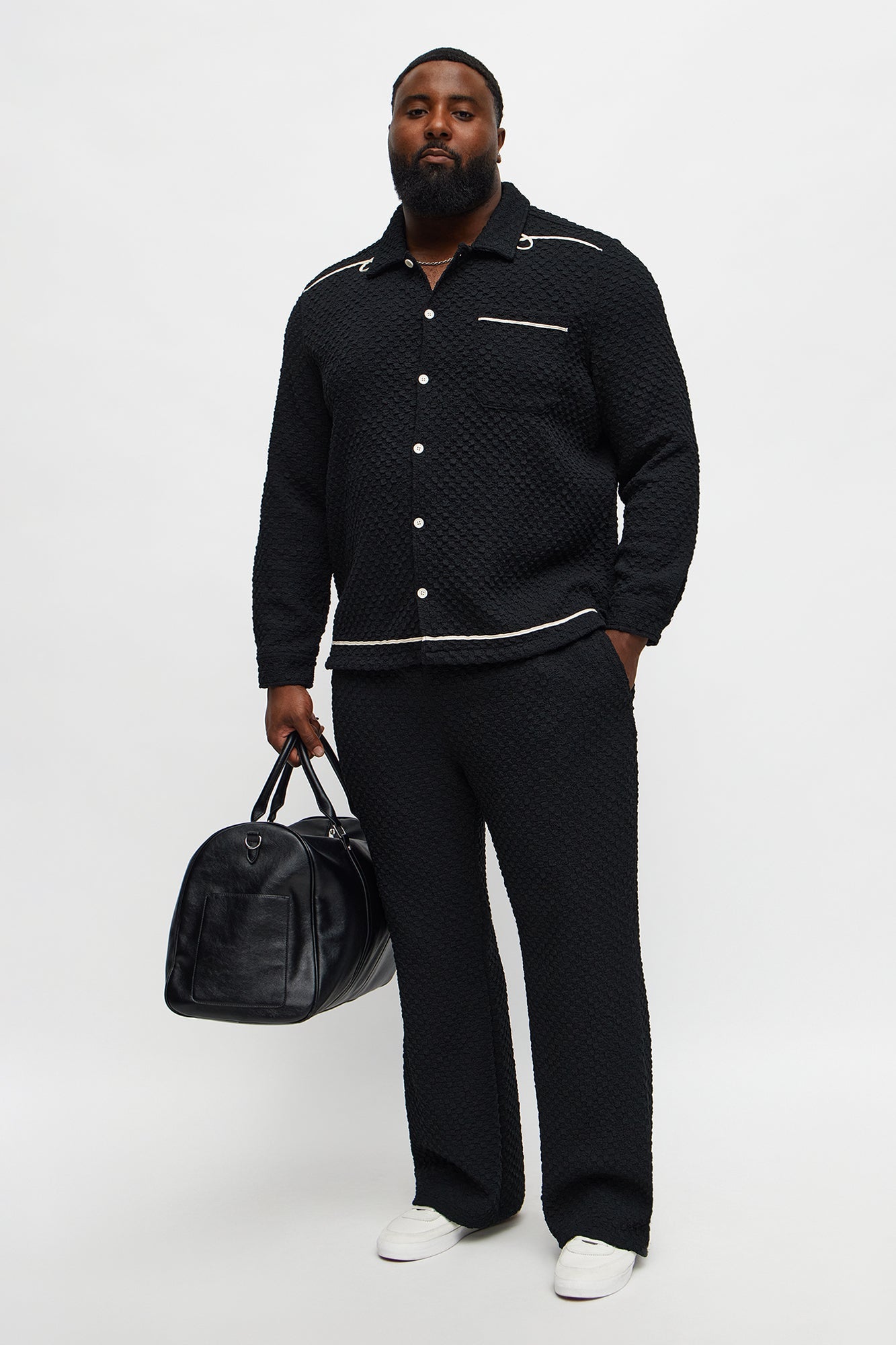 Slim Flare Soho Weave Slit Pant - Black